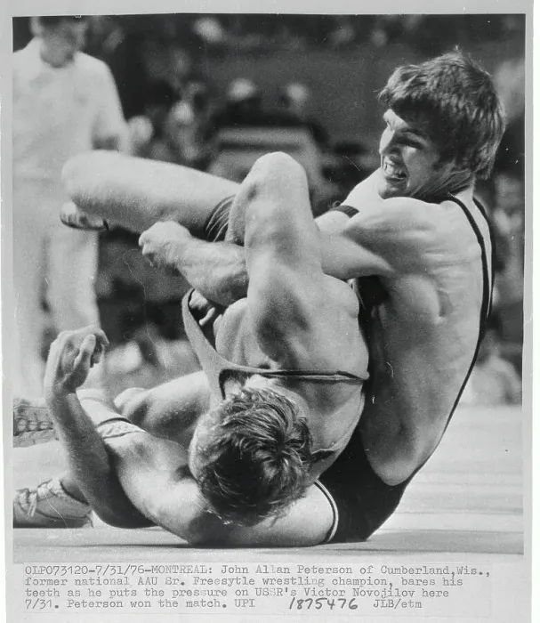 Framed Print : John Allan Peterson and Victor Novojilov Wrestling