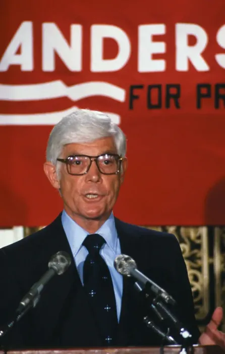 Framed Print : John Anderson at News Conference Framed Print : John Anderson at News Conference
