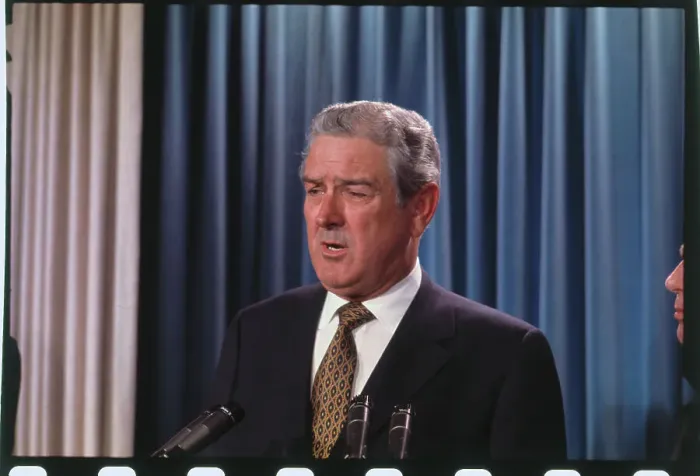 Framed Print : John B. Connally at Microphones Framed Print : John B. Connally at Microphones