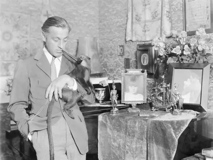 Framed Print : John Barrymore With Pet Monkey Framed Print : John Barrymore With Pet Monkey