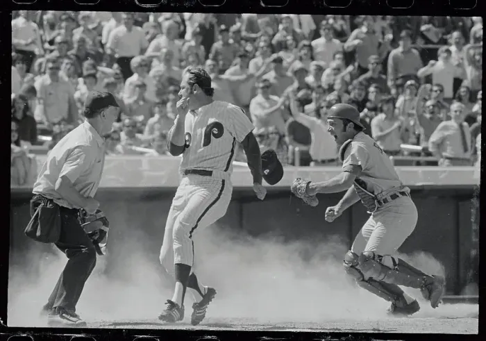 Framed Print : John Bench Tagging Runner Out Framed Print : John Bench Tagging Runner Out