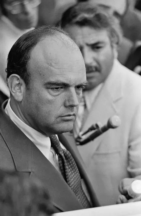 Framed Print : John D. Ehrlichman Faces Newsmen Framed Print : John D. Ehrlichman Faces Newsmen