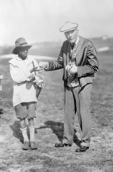 Framed Print : John D. Rockefeller with His Caddy Framed Print : John D. Rockefeller with His Caddy