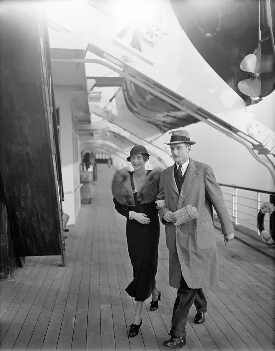 Framed Print : John D. Rockefeller III with Wife Aboard Ship