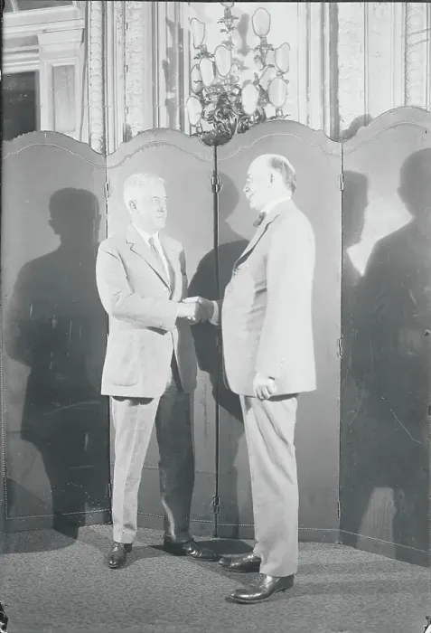 Framed Print : John Davis and Charles Bryan Shaking Hands Framed Print : John Davis and Charles Bryan Shaking Hands