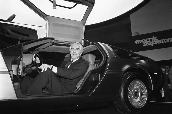 Framed Print : John DeLorean Sitting in Sports Car Framed Print : John DeLorean Sitting in Sports Car