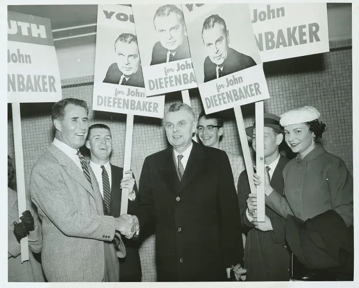 Framed Print : John Diefenbaker and George Hees Shaking Hands Framed Print : John Diefenbaker and George Hees Shaking Hands