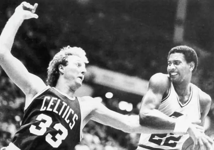 Framed Print : John Drew (22) of the Utah Jazz strips the ball away from Celtics Larry Bird (33) Framed Print : John Drew (22) of the Utah Jazz strips the ball away from Celtics Larry Bird (33)