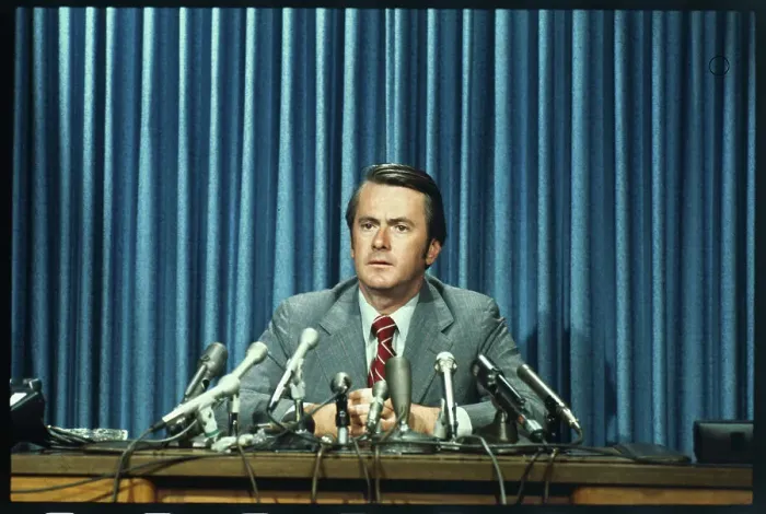 Framed Print : John Durkin Speaking to Reporters Framed Print : John Durkin Speaking to Reporters