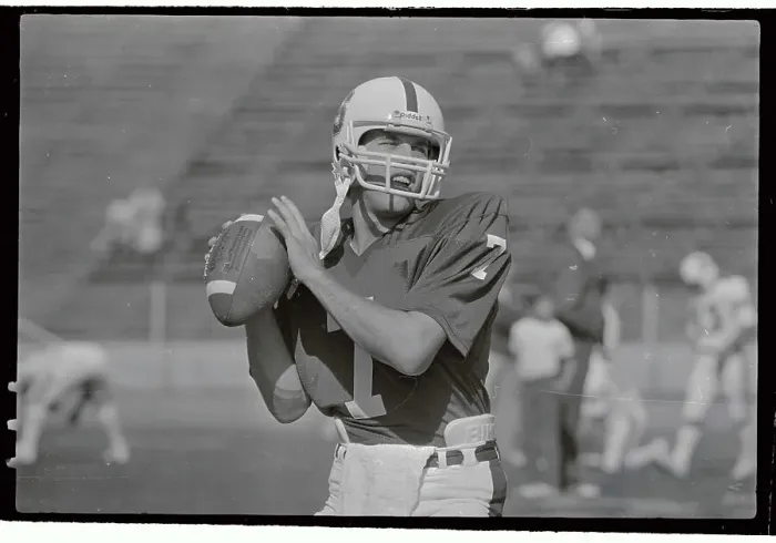 Framed Print : John Elway Holding Football Framed Print : John Elway Holding Football