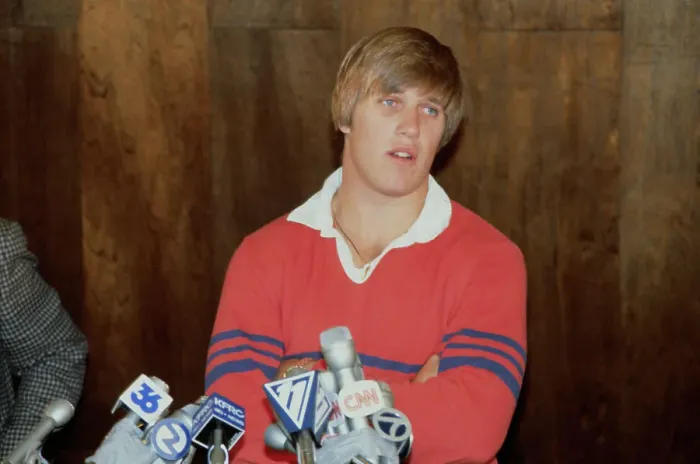 Framed Print : John Elway and Jack Elway Speaking to Press Framed Print : John Elway and Jack Elway Speaking to Press