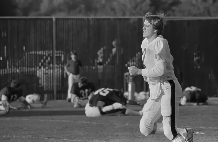 Framed Print : John Elway Running Across Field