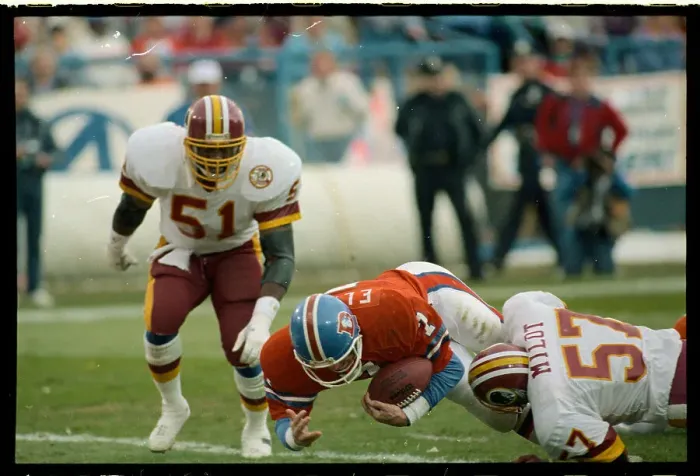 Framed Print : John Elway Scoring Touchdown