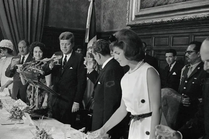 Framed Print : John F. Kennedy and Adolfo Lopes Mateos Drinking a Toast