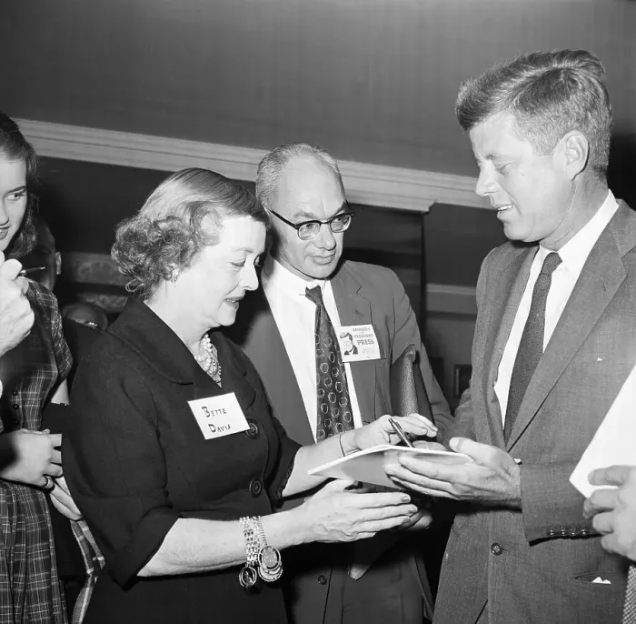 Framed Print : John F. Kennedy With Bette Davis Framed Print : John F. Kennedy With Bette Davis