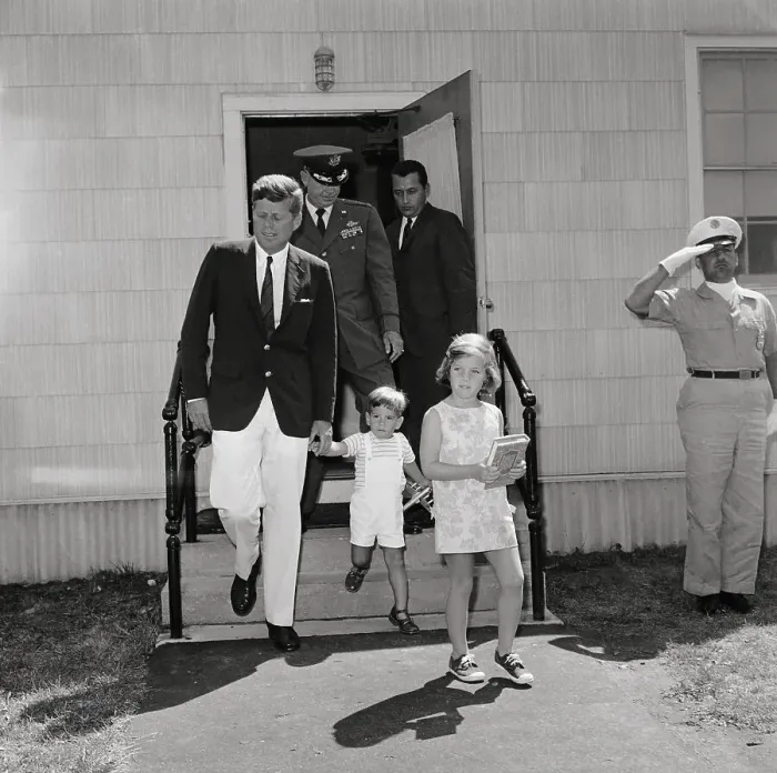 Framed Print : John F. Kennedy and Children Walking from Hospital Framed Print : John F. Kennedy and Children Walking from Hospital