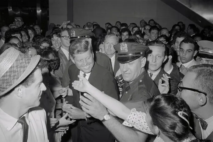 Framed Print : John F. Kennedy with Fans Framed Print : John F. Kennedy with Fans