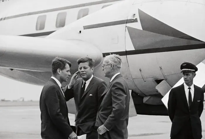 Framed Print : John F. Kennedy with Father and Brother Near Airplane Framed Print : John F. Kennedy with Father and Brother Near Airplane