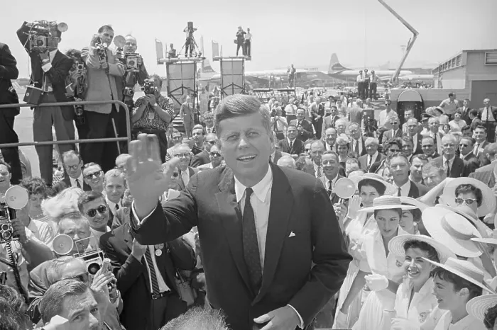 Framed Print : John F. Kennedy Greeting Crowd Framed Print : John F. Kennedy Greeting Crowd