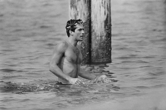 Framed Print : John F. Kennedy Jr. Swimming in Ocean