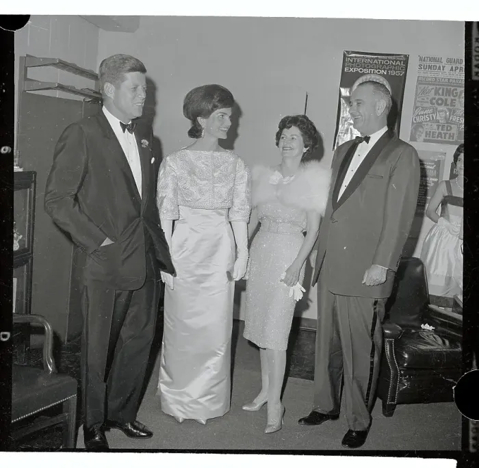 Framed Print : John F. Kennedy and Lyndon B. Johnson Posing with Their Wives Framed Print : John F. Kennedy and Lyndon B. Johnson Posing with Their Wives