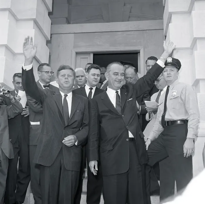 Framed Print : John F. Kennedy and Lyndon Johnson Waving From Capitol Building Framed Print : John F. Kennedy and Lyndon Johnson Waving From Capitol Building
