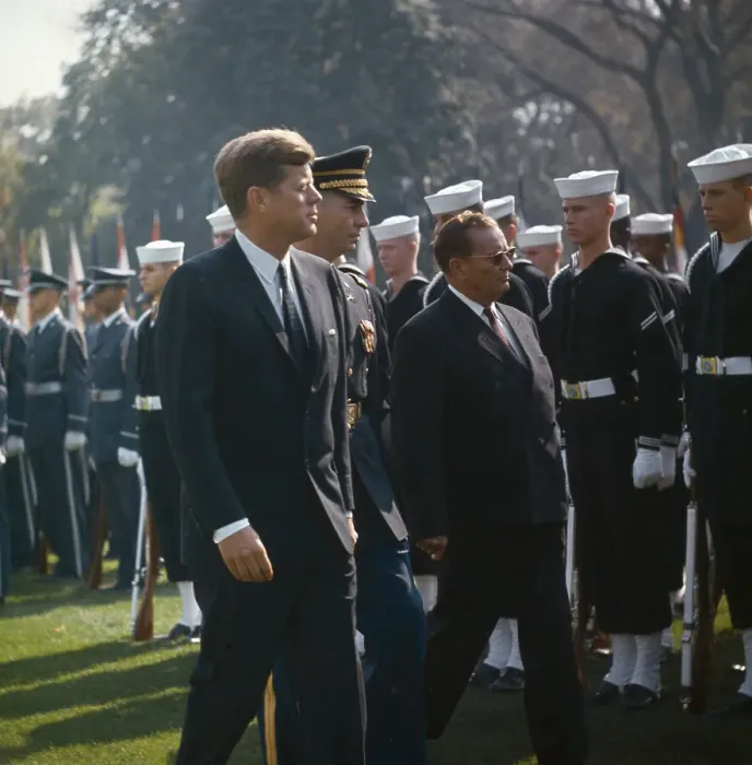 Framed Print : John F. Kennedy with Military Framed Print : John F. Kennedy with Military