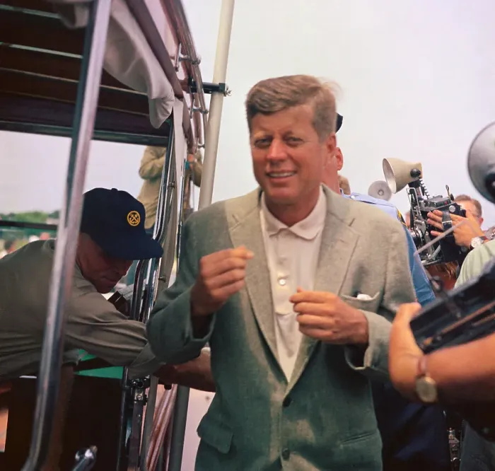 Framed Print : John F. Kennedy Pausing for Press Before Yachting Framed Print : John F. Kennedy Pausing for Press Before Yachting