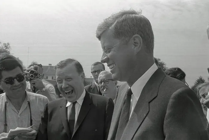 Framed Print : John F. Kennedy with Press Members Framed Print : John F. Kennedy with Press Members