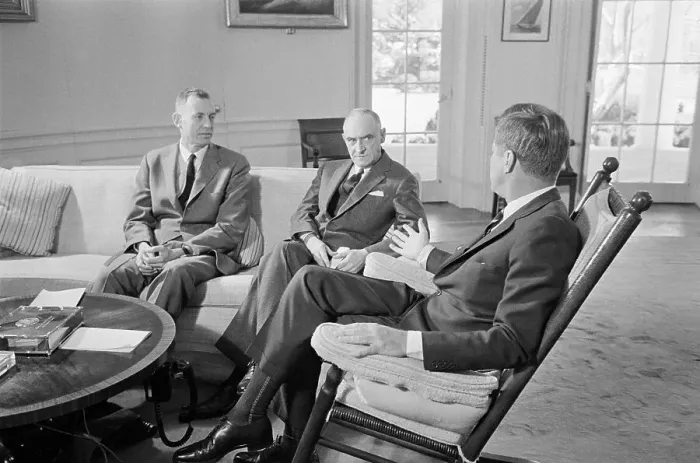 Framed Print : John F Kennedy Receiving Report on Foreign Aid