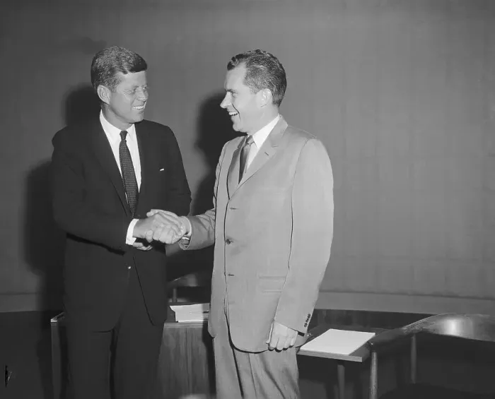 Framed Print : John F. Kennedy and Richard Nixon Shaking Hands