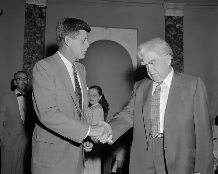 Framed Print : John F Kennedy Shaking Hands with John L Lewis Framed Print : John F Kennedy Shaking Hands with John L Lewis