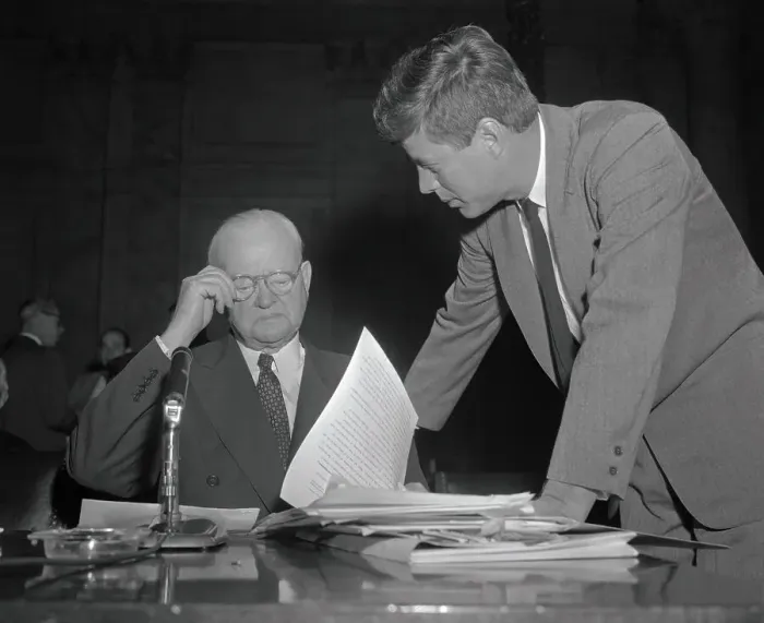 Framed Print : John F Kennedy Speaking with Herbert Hoover Framed Print : John F Kennedy Speaking with Herbert Hoover