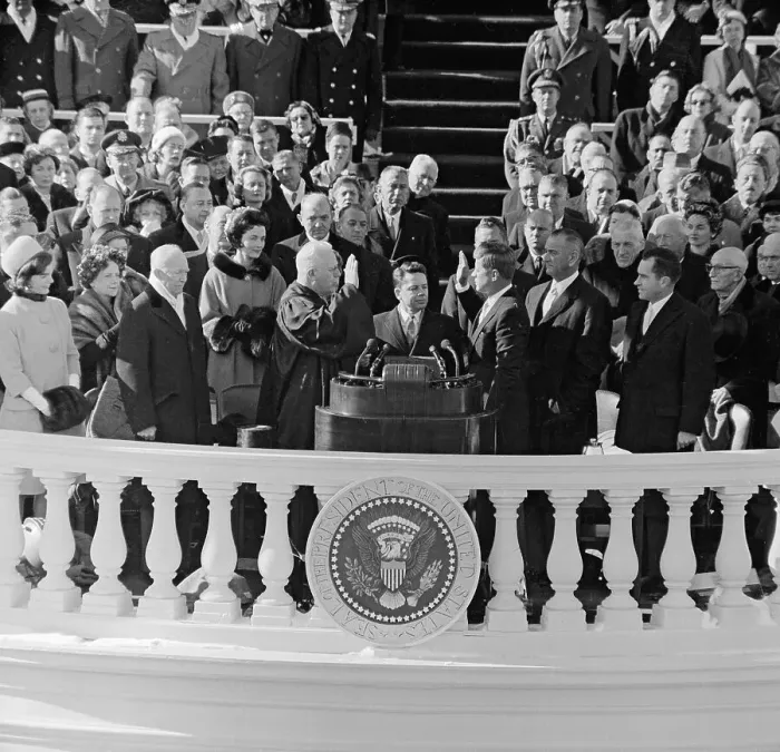 Framed Print : John F. Kennedy Taking Oath Framed Print : John F. Kennedy Taking Oath