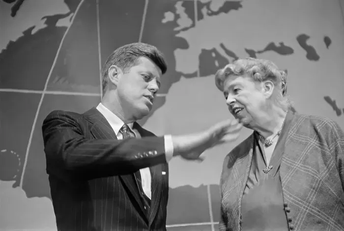 Framed Print : John F. Kennedy Talking with Eleanor Roosevelt Framed Print : John F. Kennedy Talking with Eleanor Roosevelt
