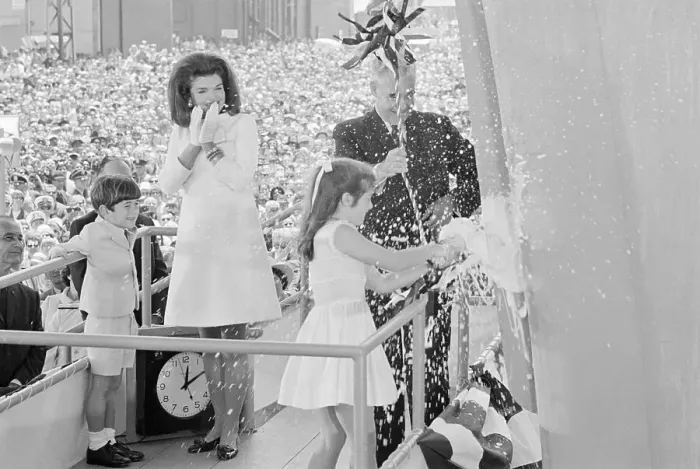 Framed Print : John Fitzgerald Kennedy's Immediate Family Christening a Ship in His Name