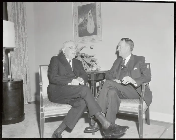 Framed Print : John Foster Dulles Sitting and Conversing with Llewelyn Thompson Framed Print : John Foster Dulles Sitting and Conversing with Llewelyn Thompson