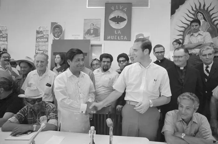 Framed Print : John Giumarra and Cesar Chavez Shaking Hands Framed Print : John Giumarra and Cesar Chavez Shaking Hands