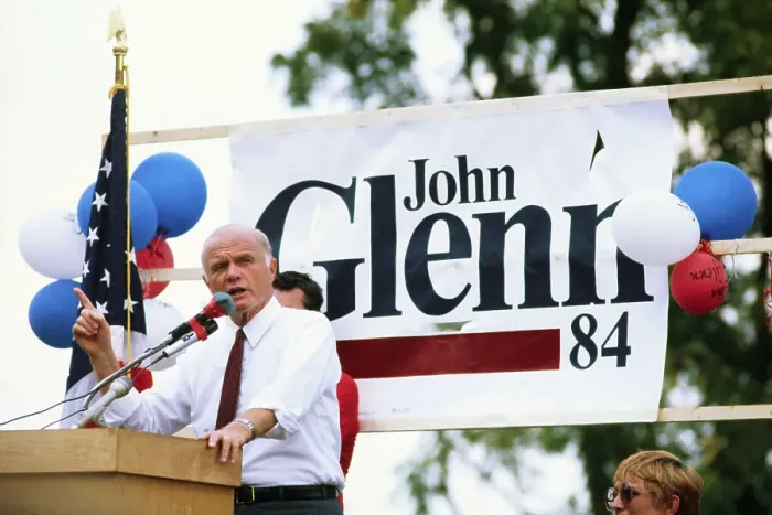 Framed Print : John Glenn at Campaign Podium Framed Print : John Glenn at Campaign Podium