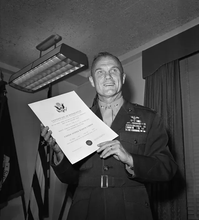 Framed Print : John Glenn Holding Document Framed Print : John Glenn Holding Document