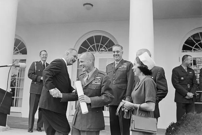 Framed Print : John Glenn and Lyndon Johnson Shaking Hands Framed Print : John Glenn and Lyndon Johnson Shaking Hands