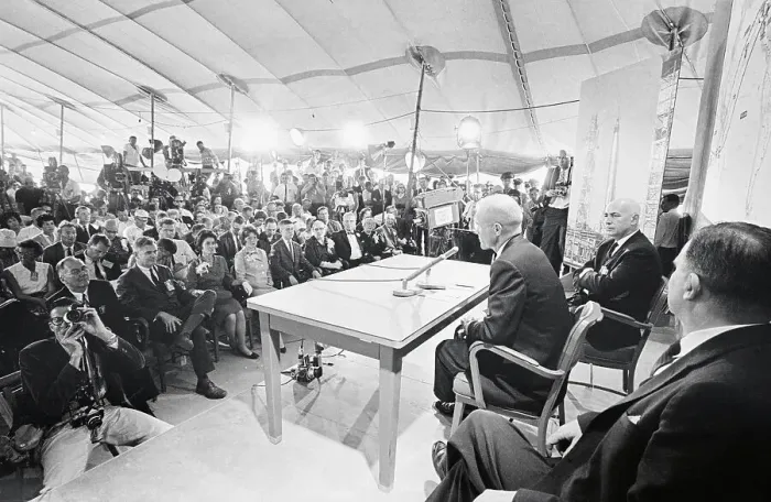 Framed Print : John Glenn at Press Conference Framed Print : John Glenn at Press Conference