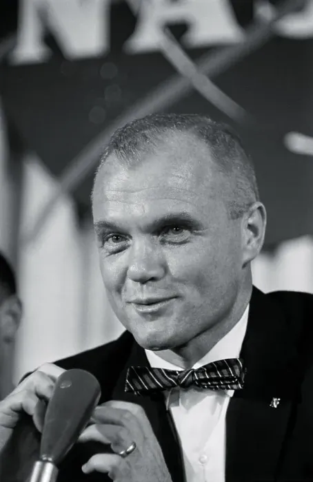 Framed Print : John Glenn Speaking to Press Framed Print : John Glenn Speaking to Press