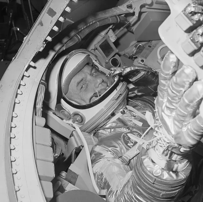 Framed Print : John Glenn in Training Capsule Framed Print : John Glenn in Training Capsule