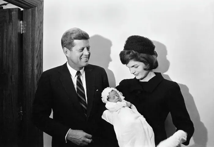 Framed Print : John and Jackie Kennedy with John Jr During Christening Framed Print : John and Jackie Kennedy with John Jr During Christening