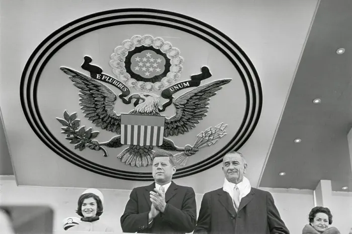 Framed Print : John Kennedy Applauding at Parade Framed Print : John Kennedy Applauding at Parade