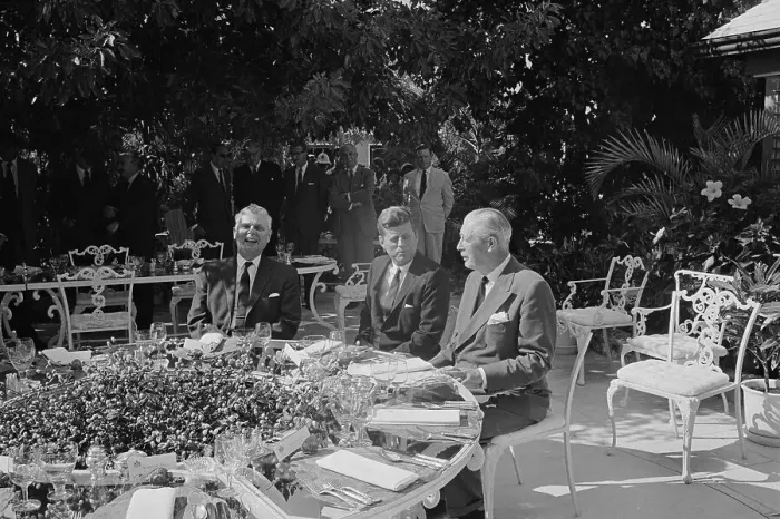 Framed Print : John Kennedy and Others Conferring Framed Print : John Kennedy and Others Conferring