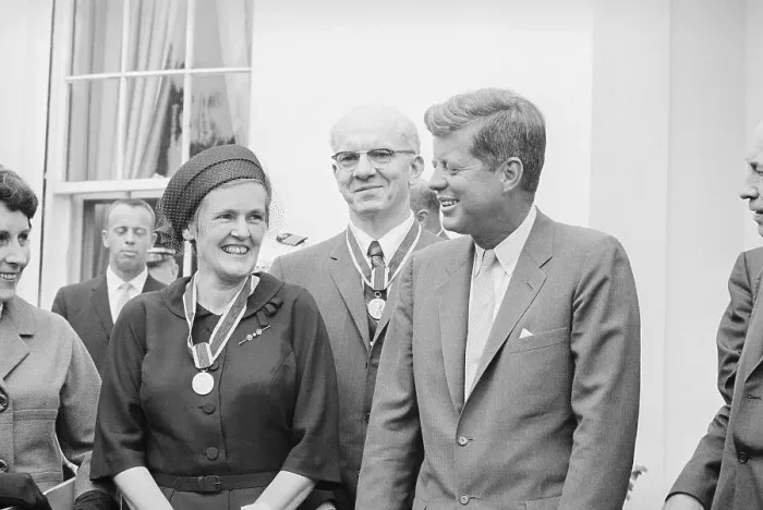 Framed Print : John Kennedy and Frances Kelsey Framed Print : John Kennedy and Frances Kelsey