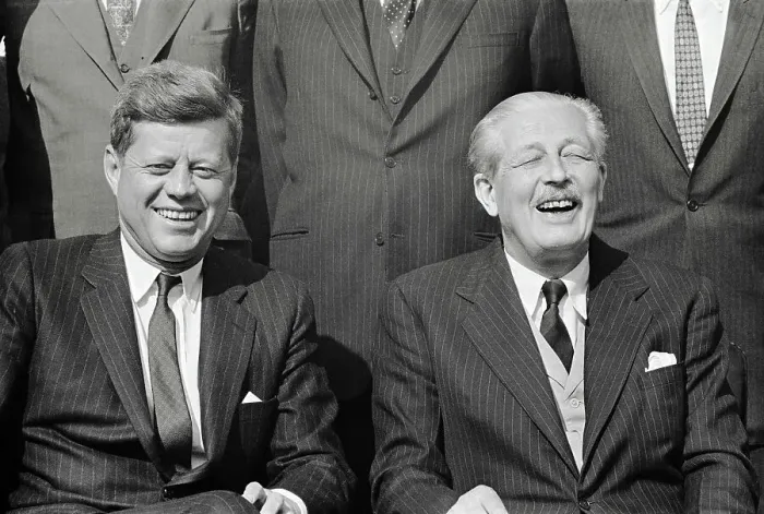 Framed Print : John Kennedy and Harold Macmillan Laughing Framed Print : John Kennedy and Harold Macmillan Laughing