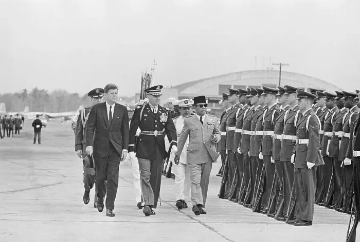Framed Print : John Kennedy Inspecting Soldiers